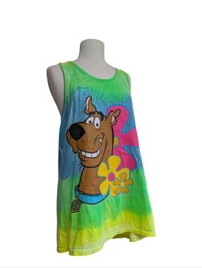 1998 Scooby-Doo Tie-Dye Graphic Tank Dress - Beach Cover Up